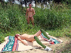 19yo A Young Girl Looks For A Quiet Spot In The Forest To Do Some Sunbathing. She Lies Down On A Blanket And Falls Asleep. At That Moment A Naked Guy Appro